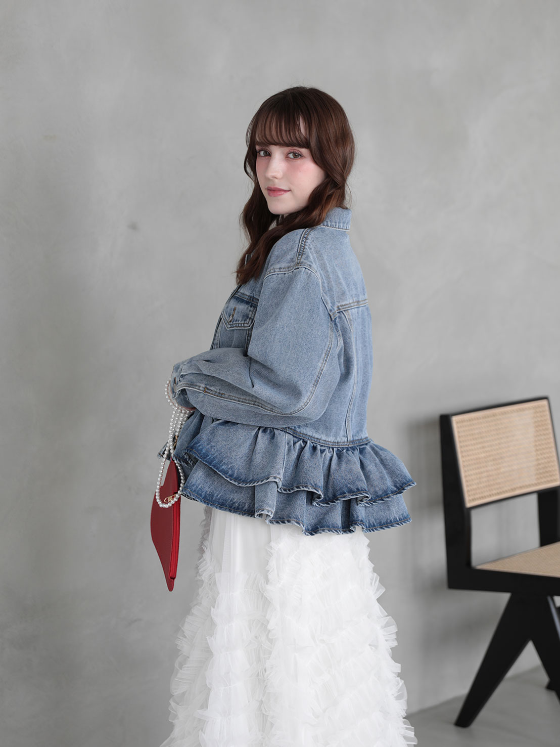 FRILL DENIM JACKET(im001)