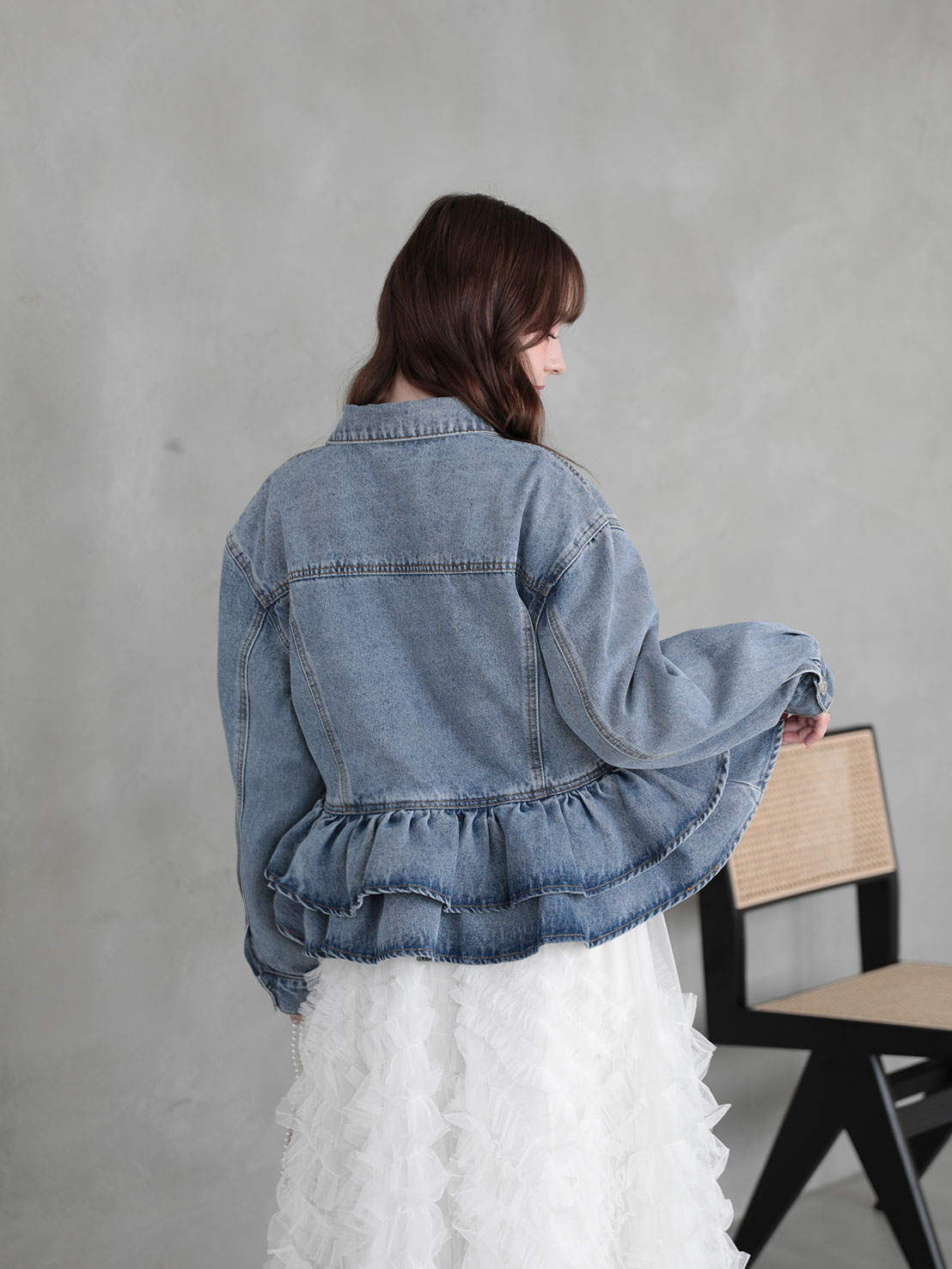 FRILL DENIM JACKET(im001)