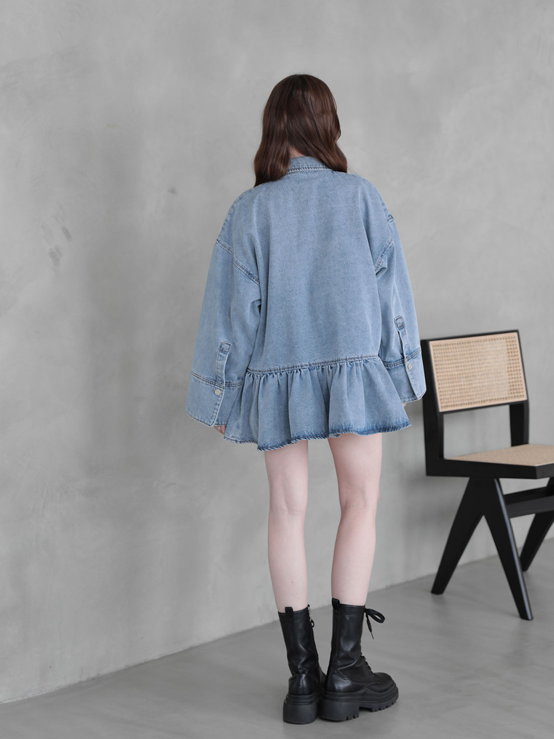 FRILL OCER DENIM SHIRT(im002)