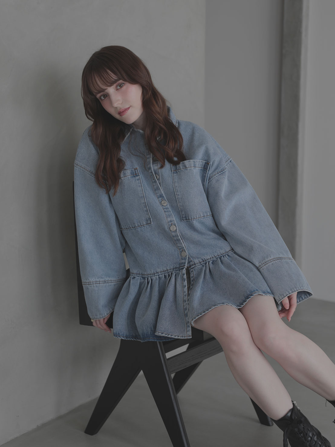 【週末限定値下げ】Myu FRILL OVER DENIM SHIRT FRILL OVER DENIM SHIRT(im002)TH