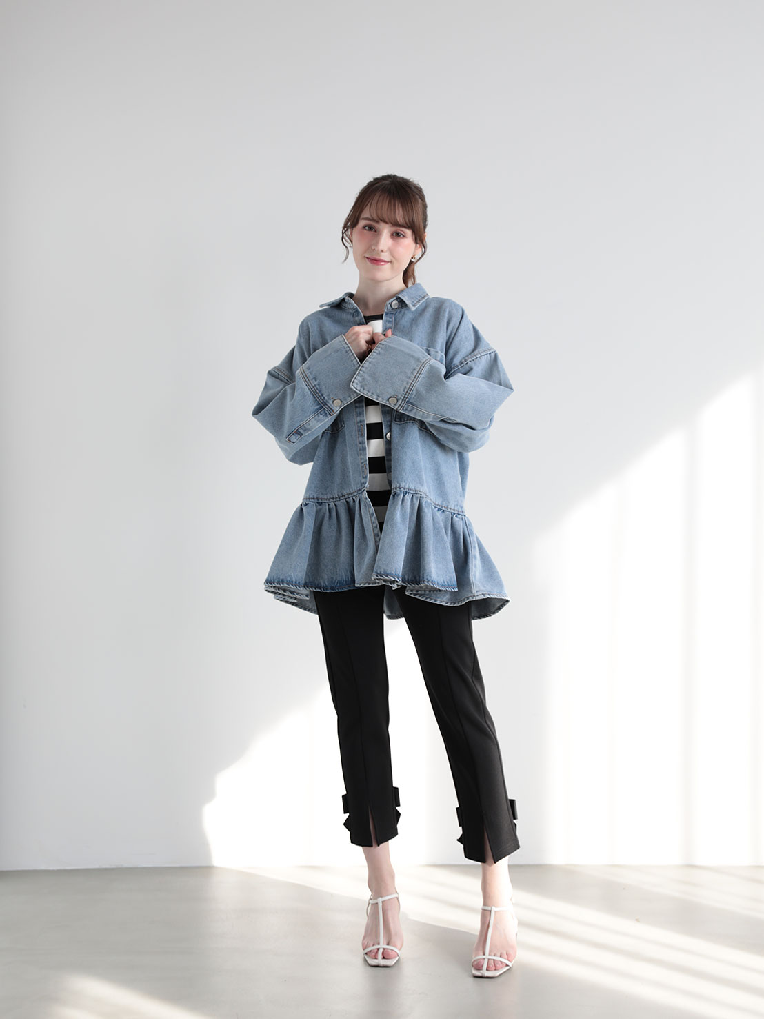 FRILL OCER DENIM SHIRT(im002)