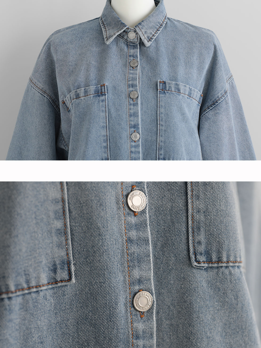 FRILL OCER DENIM SHIRT(im002)
