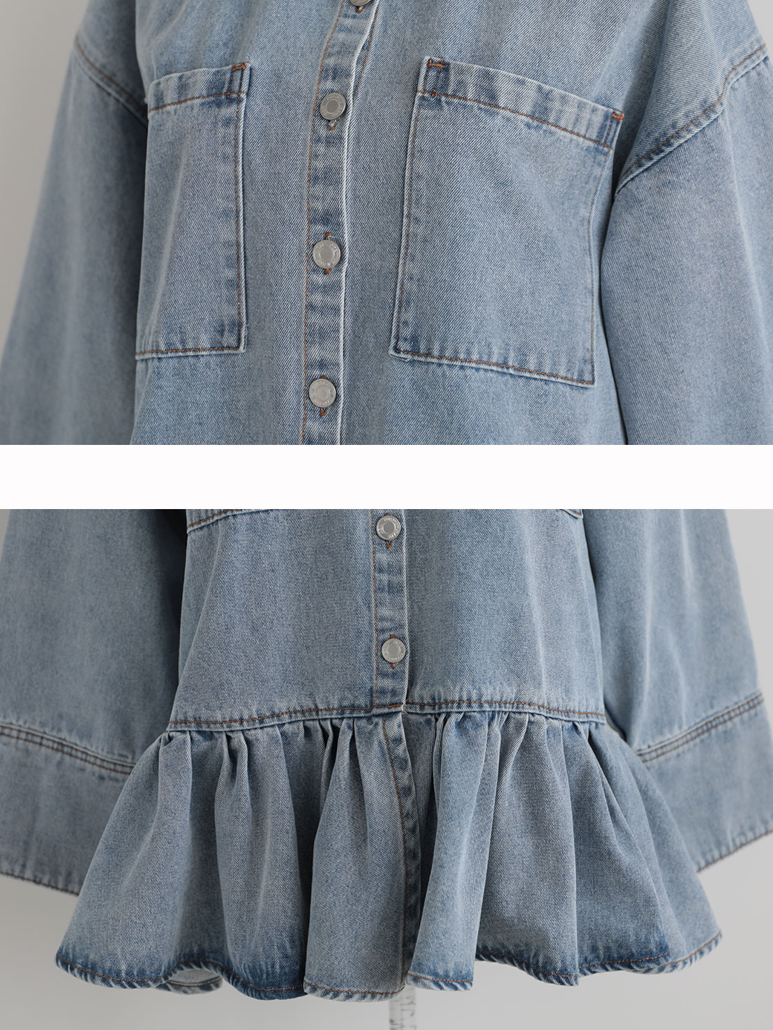 FRILL OCER DENIM SHIRT(im002)