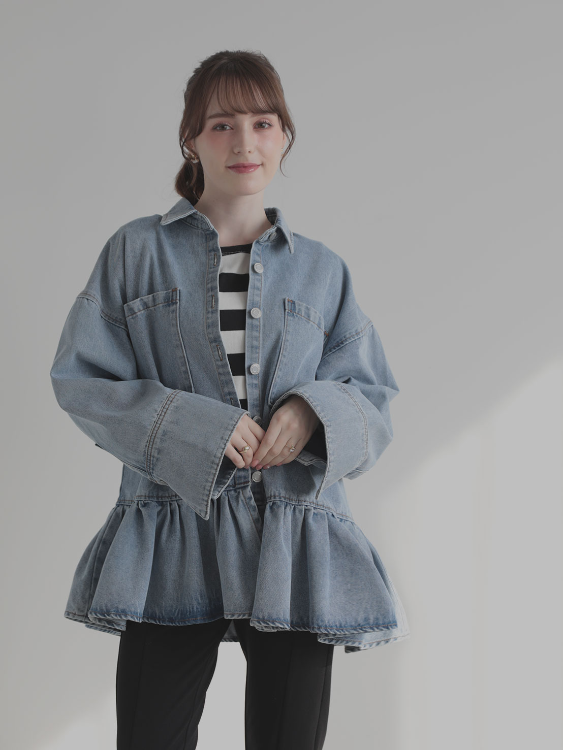 FRILL OCER DENIM SHIRT(im002)