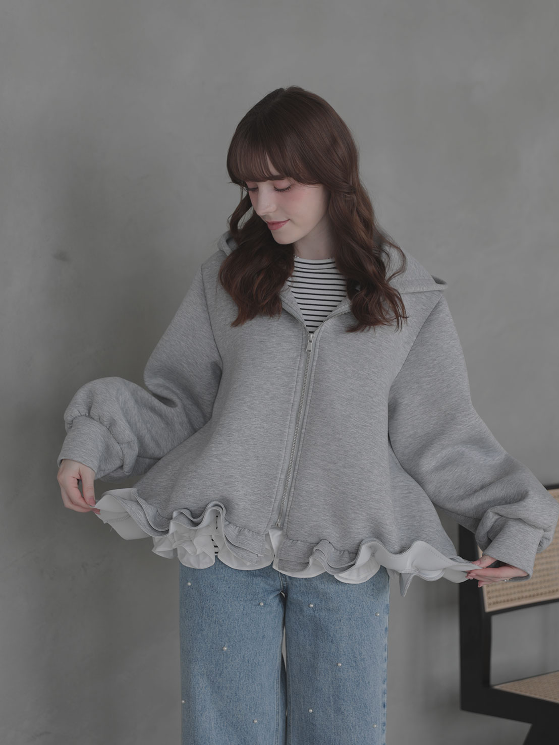 ボンディングフリルパーカー(aj029)TH