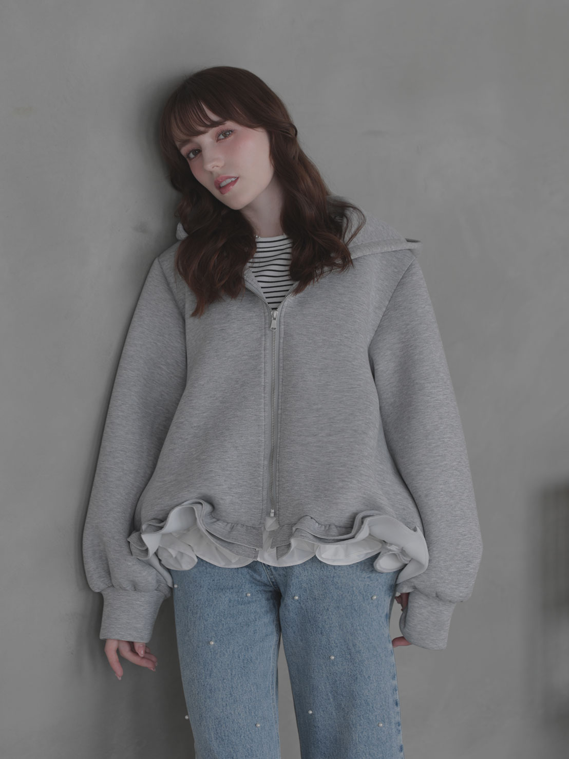 ボンディングフリルパーカー(aj029)TH