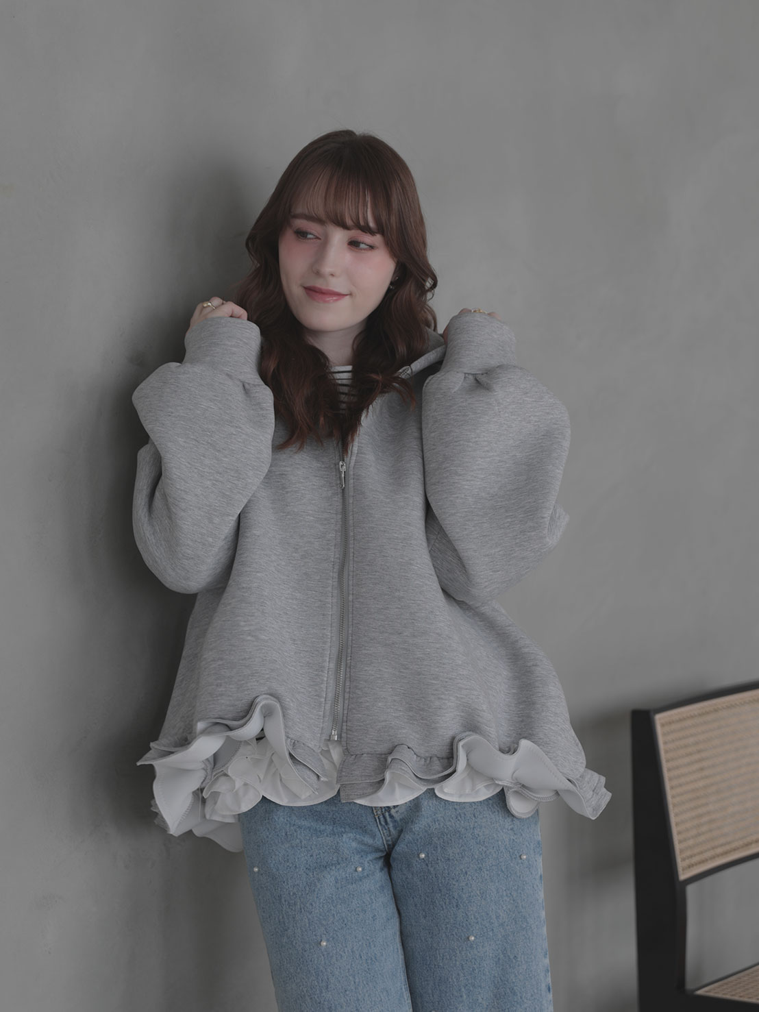 ボンディングフリルパーカー(aj029)TH