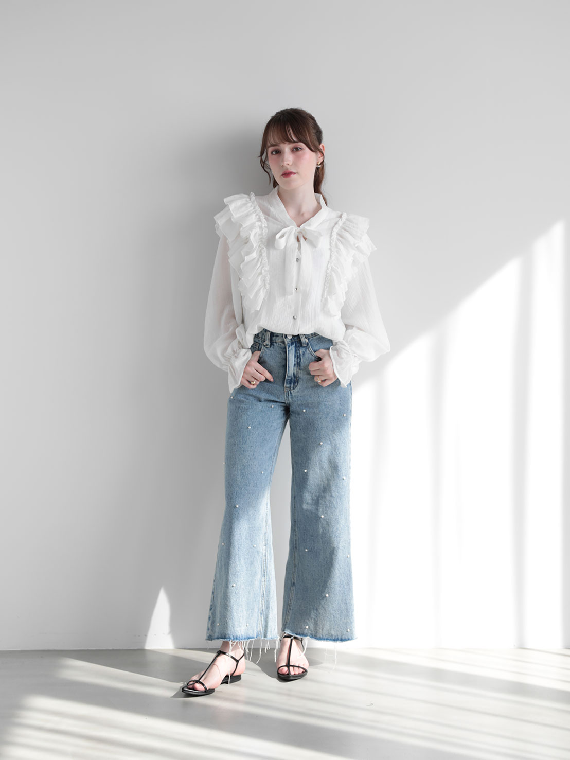 フリルリボン クラシカルブラウス(sd4630)