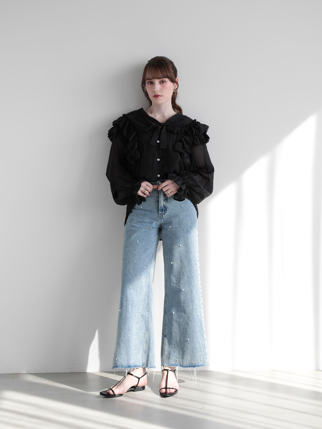 フリルリボン クラシカルブラウス(sd4630)