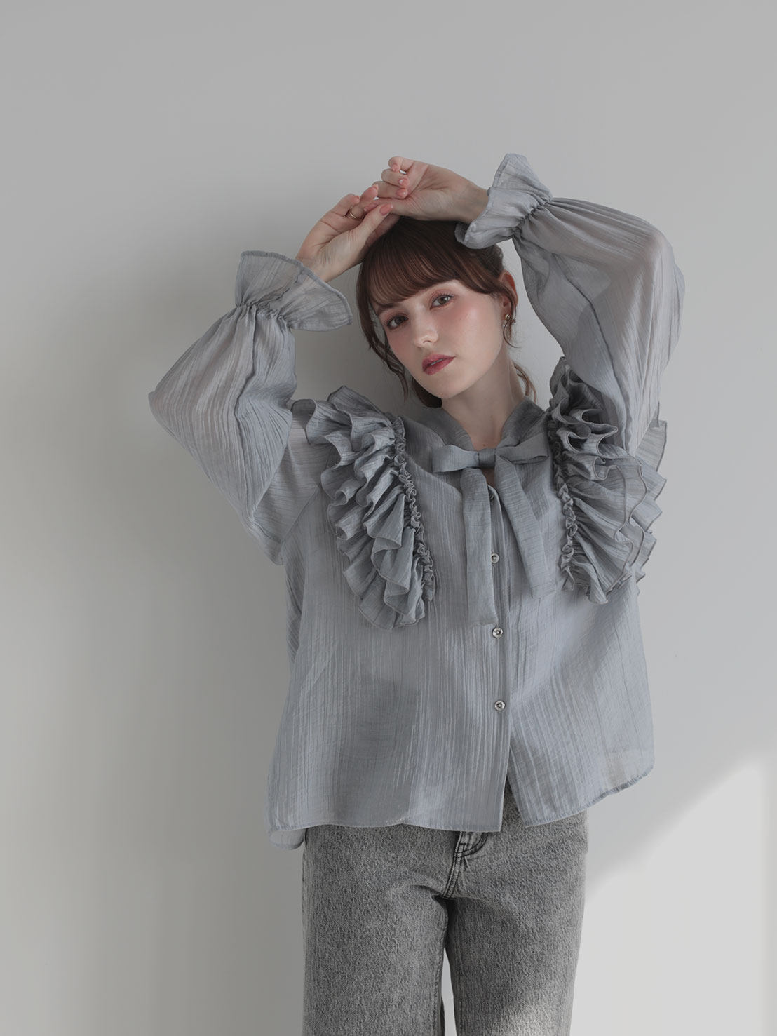 フリルリボン クラシカルブラウス(sd4630)