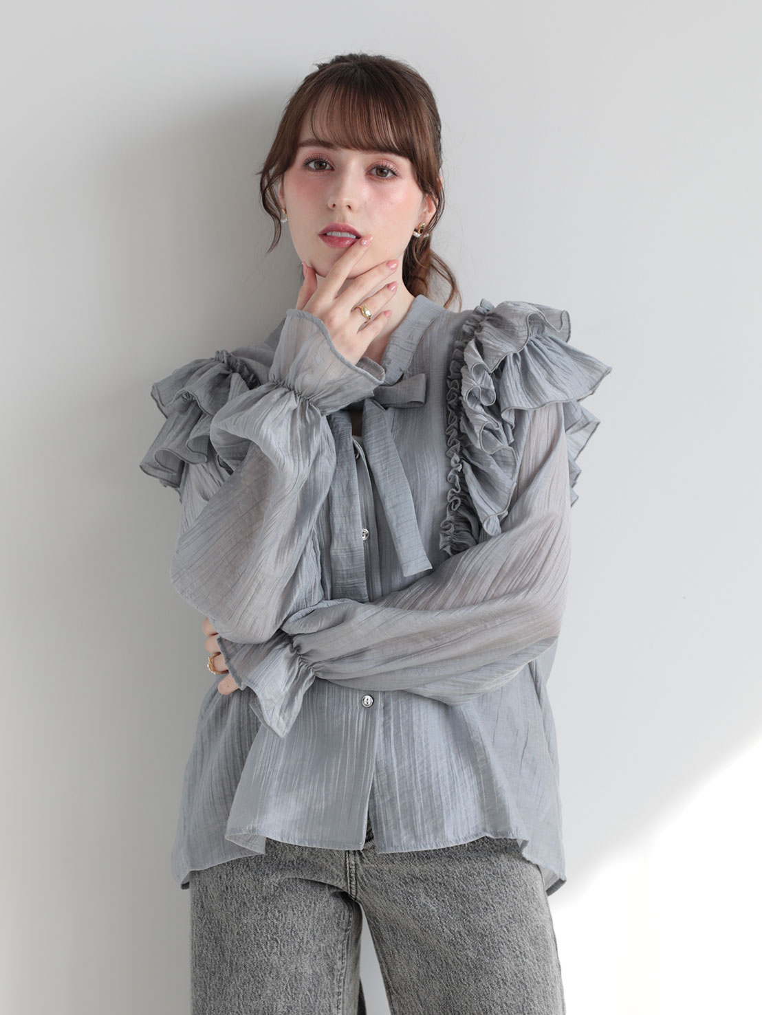 フリルリボン クラシカルブラウス(sd4630)