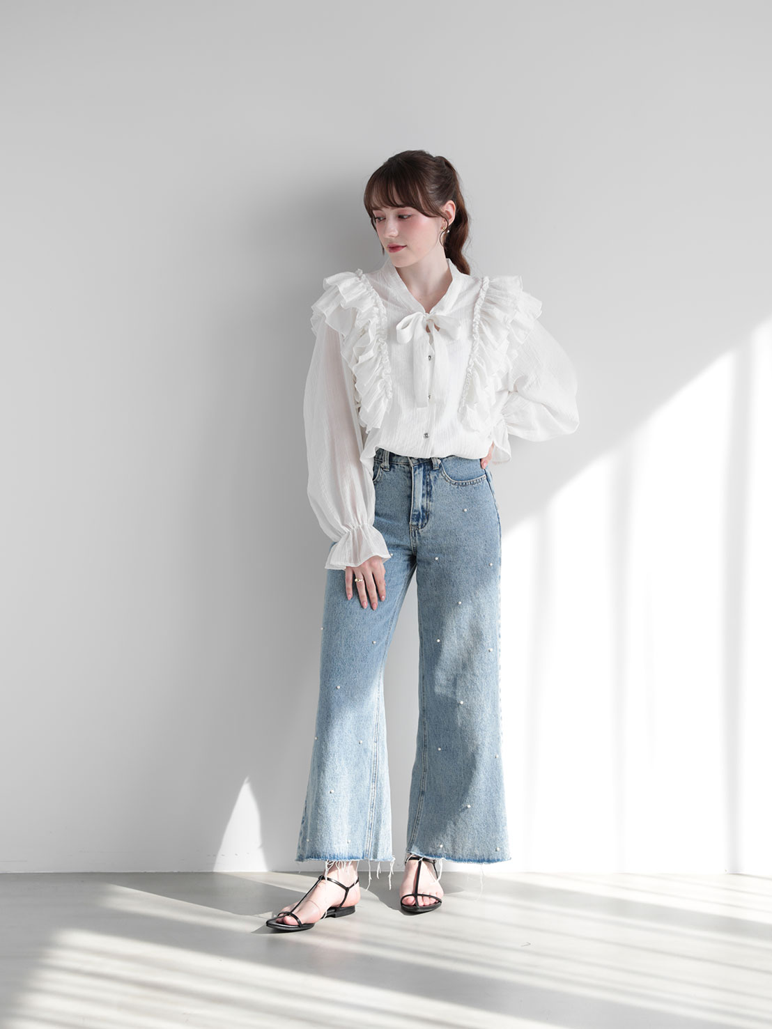 フリルリボン クラシカルブラウス(sd4630)