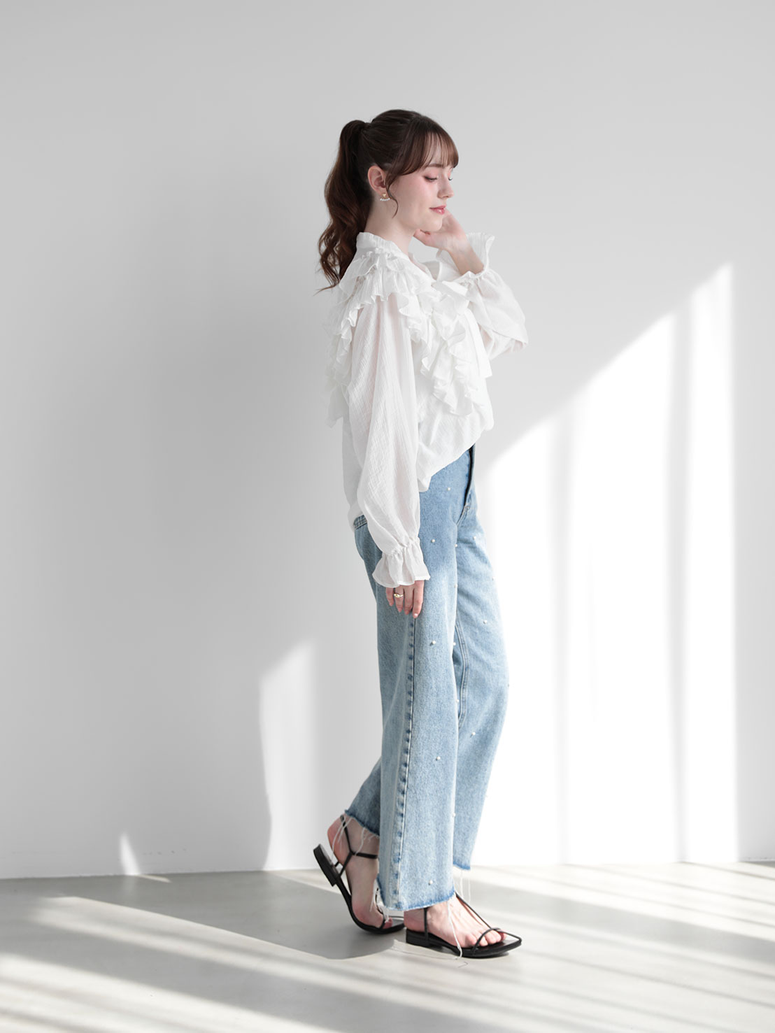 フリルリボン クラシカルブラウス(sd4630)