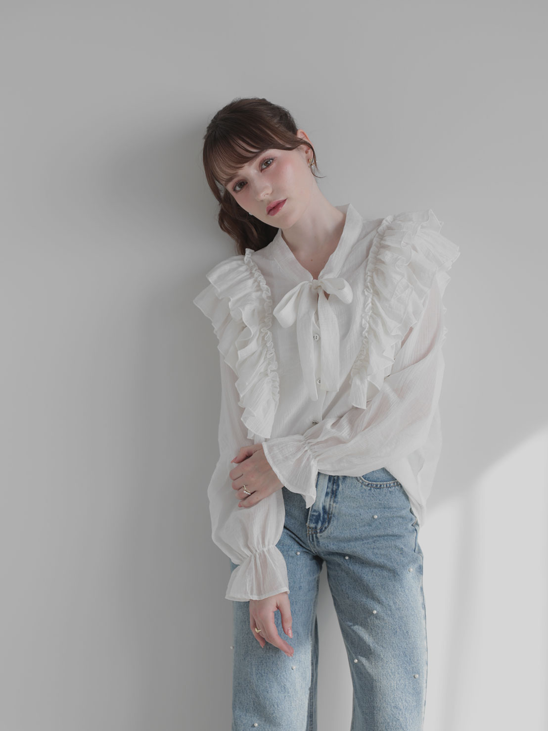 フリルリボン クラシカルブラウス(sd4630)