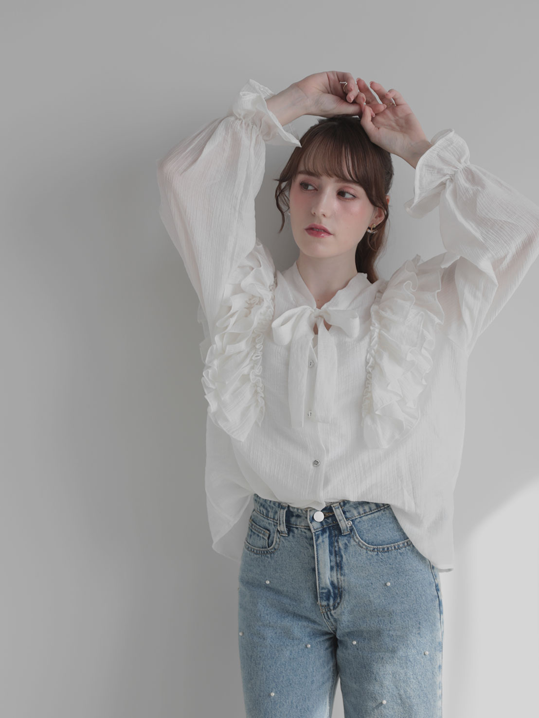 フリルリボン クラシカルブラウス(sd4630)