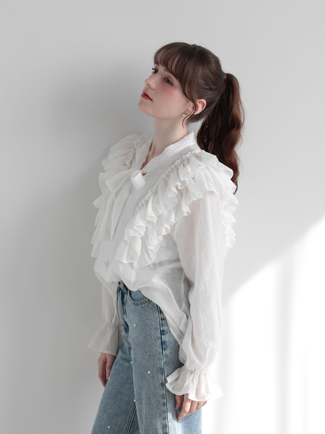 フリルリボン クラシカルブラウス(sd4630)