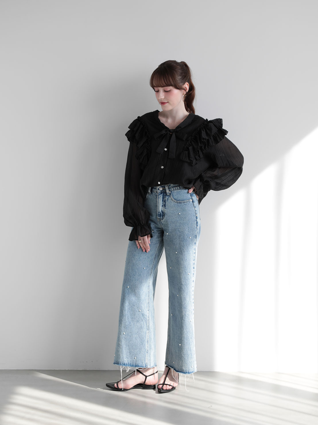 フリルリボン クラシカルブラウス(sd4630)