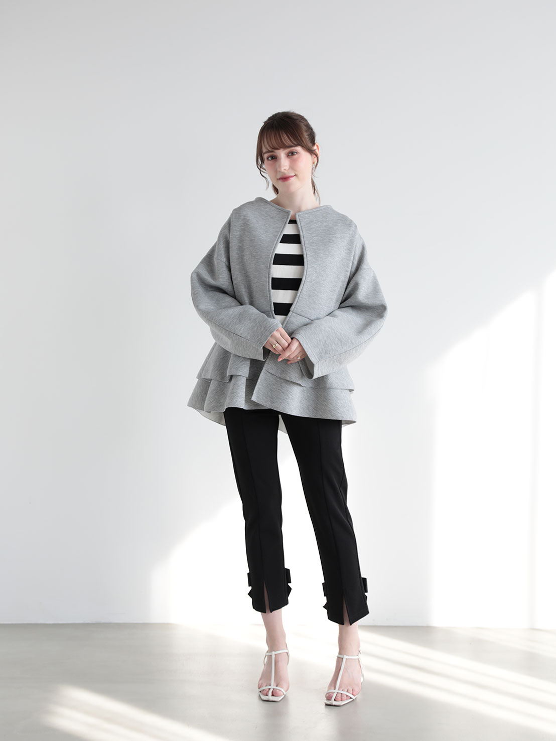 ダブルフリル ニュアンスルーズカーディガン(ma22)