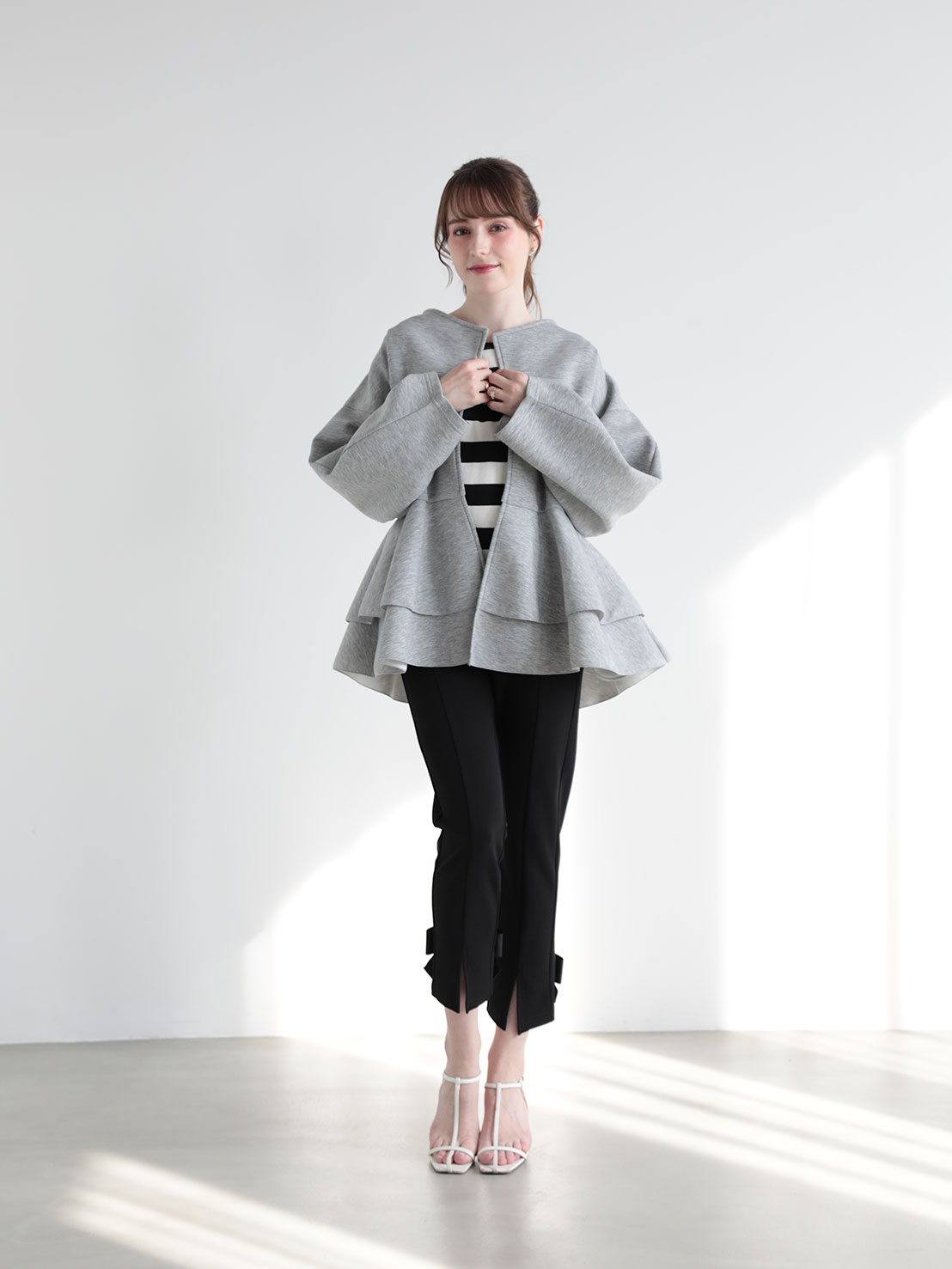 ダブルフリル ニュアンスルーズカーディガン(ma22)