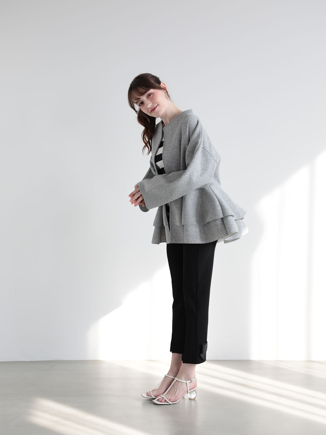 ダブルフリル ニュアンスルーズカーディガン(ma22)