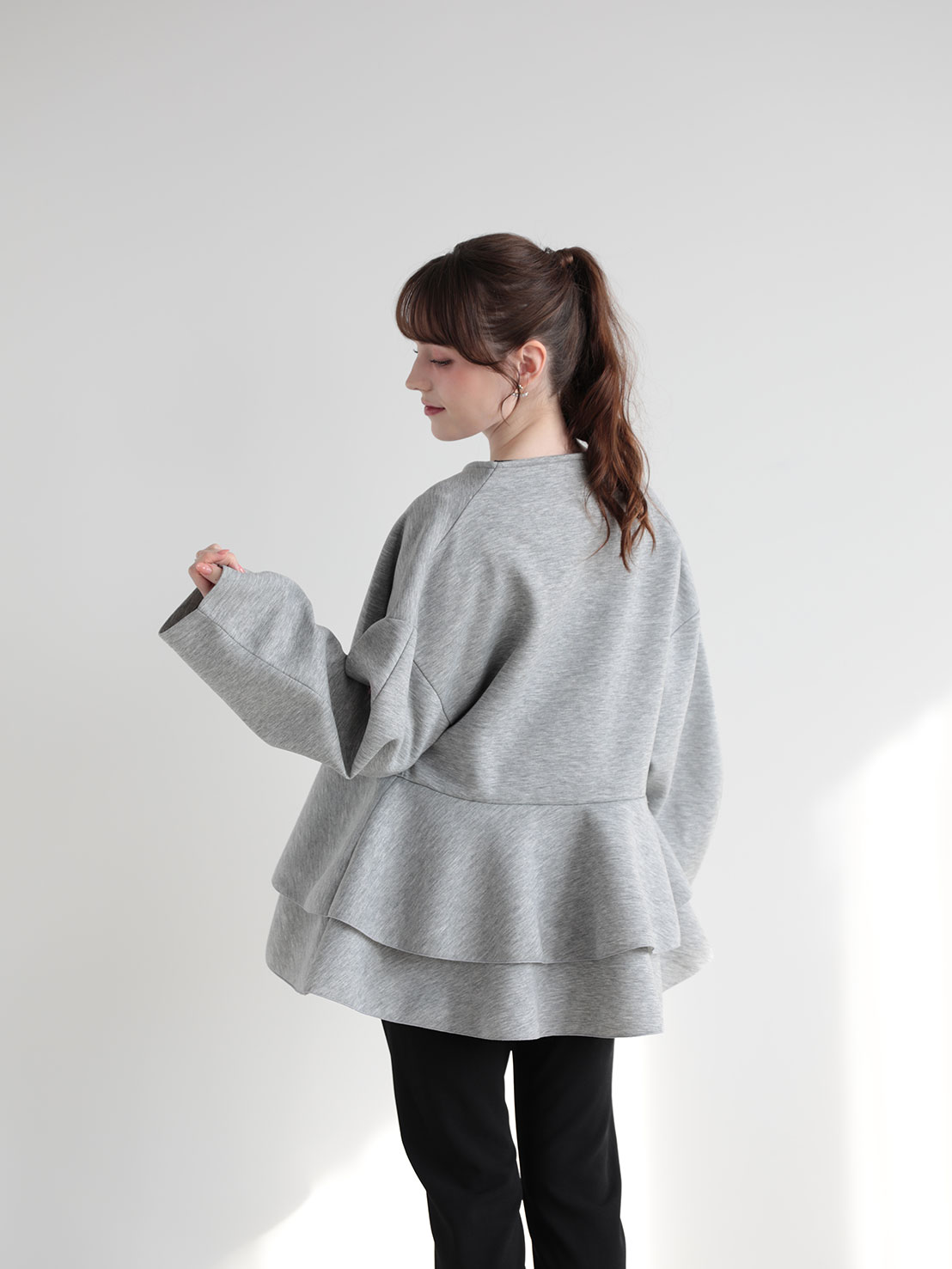 ダブルフリル ニュアンスルーズカーディガン(ma22)