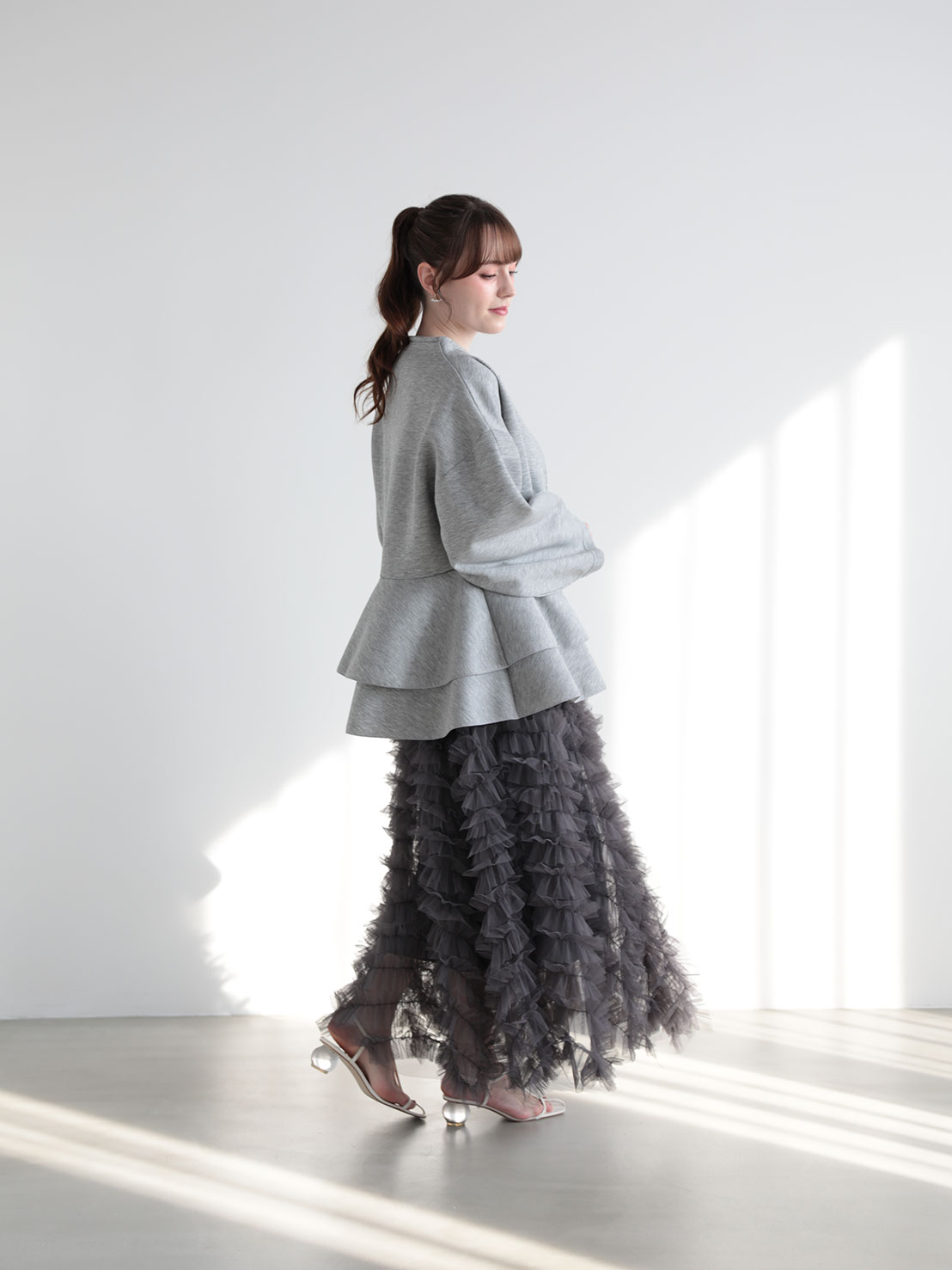 ダブルフリル ニュアンスルーズカーディガン(ma22)