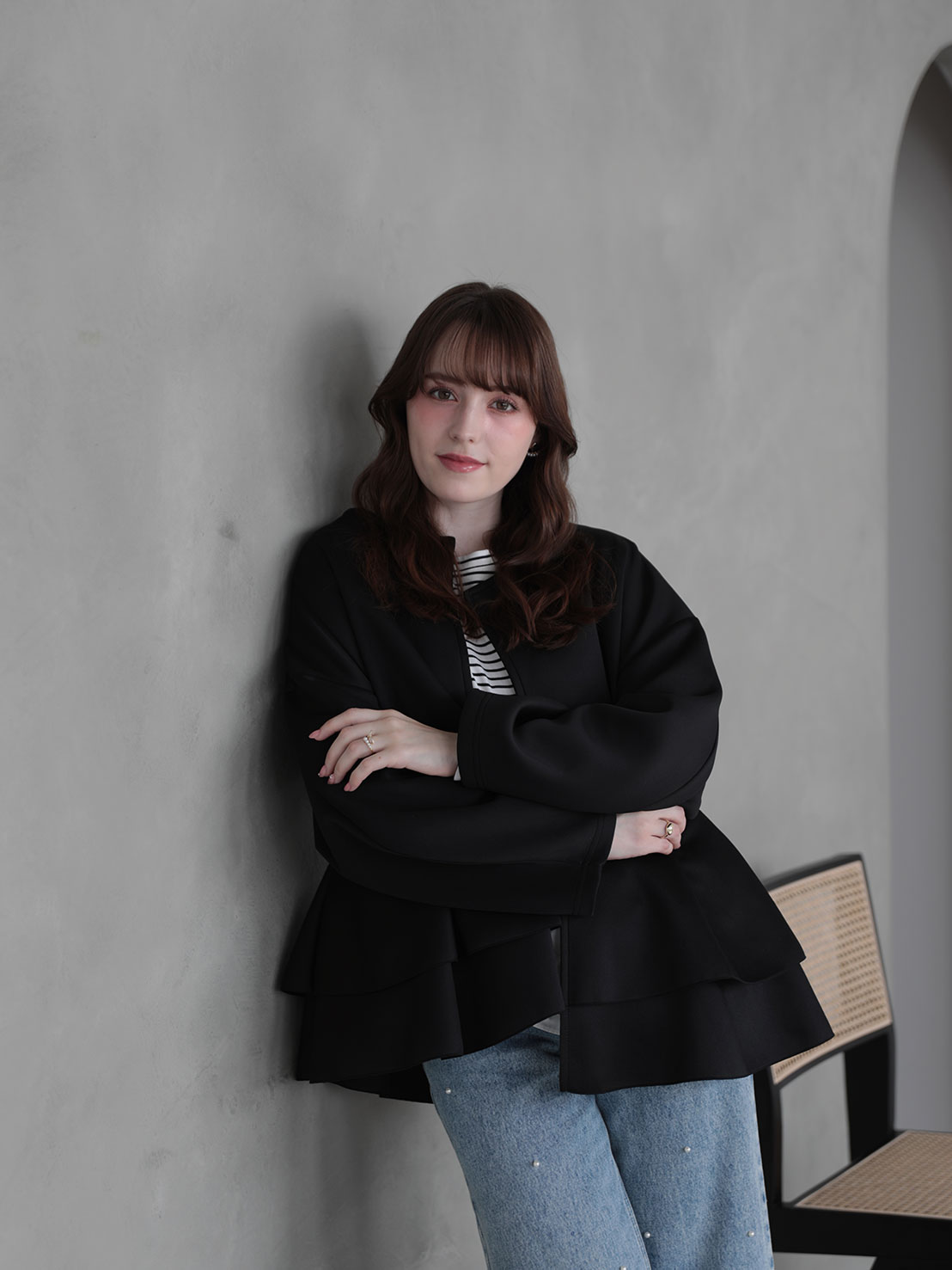 ダブルフリル ニュアンスルーズカーディガン(ma22)