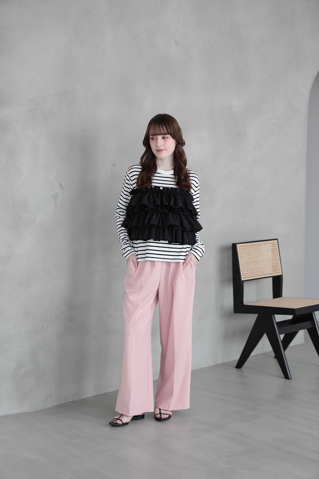 ブーケフリル ボーダーTシャツ(im005)