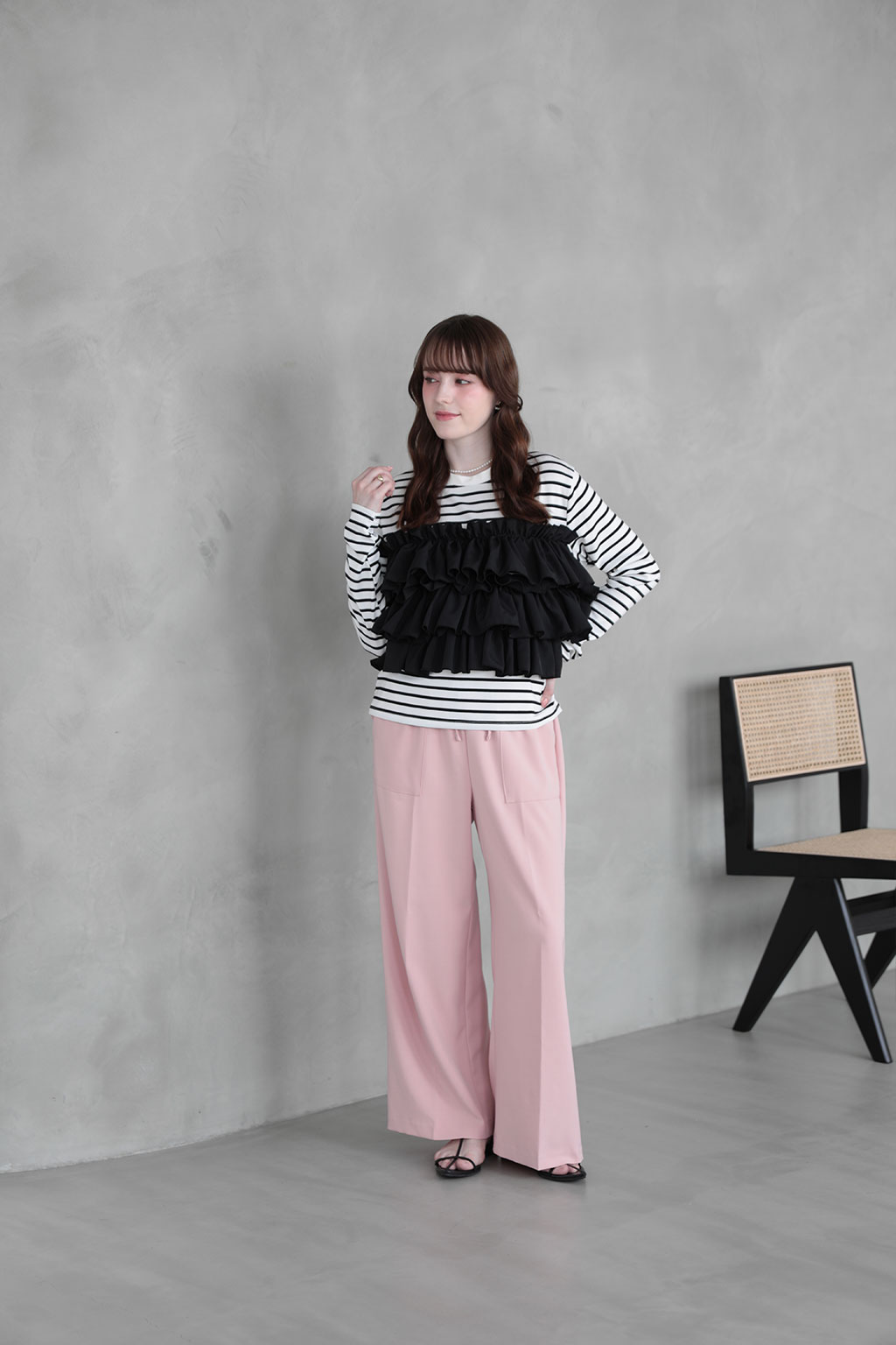 ブーケフリル ボーダーTシャツ(im005)