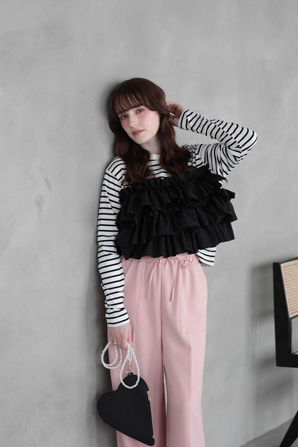 ブーケフリル ボーダーTシャツ(im005)