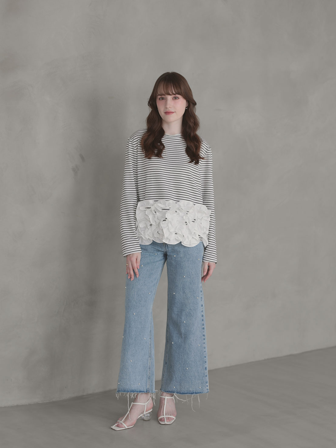 HOIPフリル ボーダーTシャツ(aj050) ●ノベルティ対象商品●