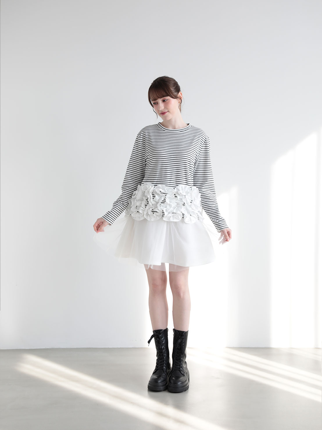 HOIPフリル ボーダーTシャツ(aj050) ●ノベルティ対象商品●