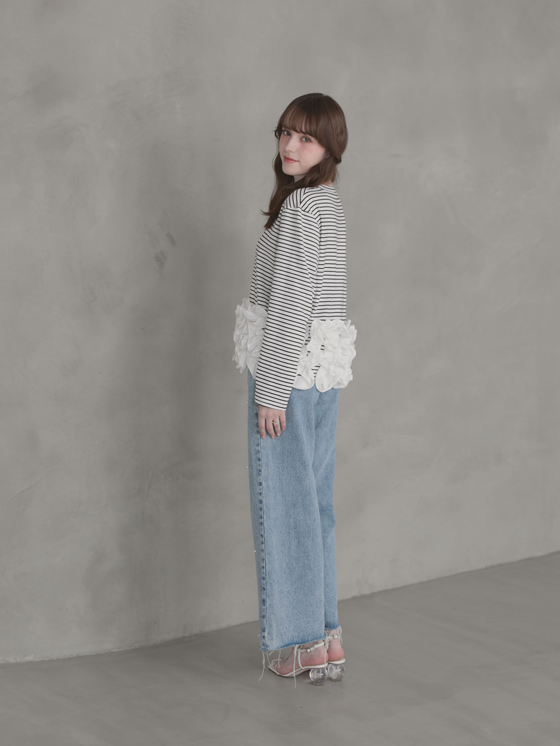 HOIPフリル ボーダーTシャツ(aj050) ●ノベルティ対象商品●