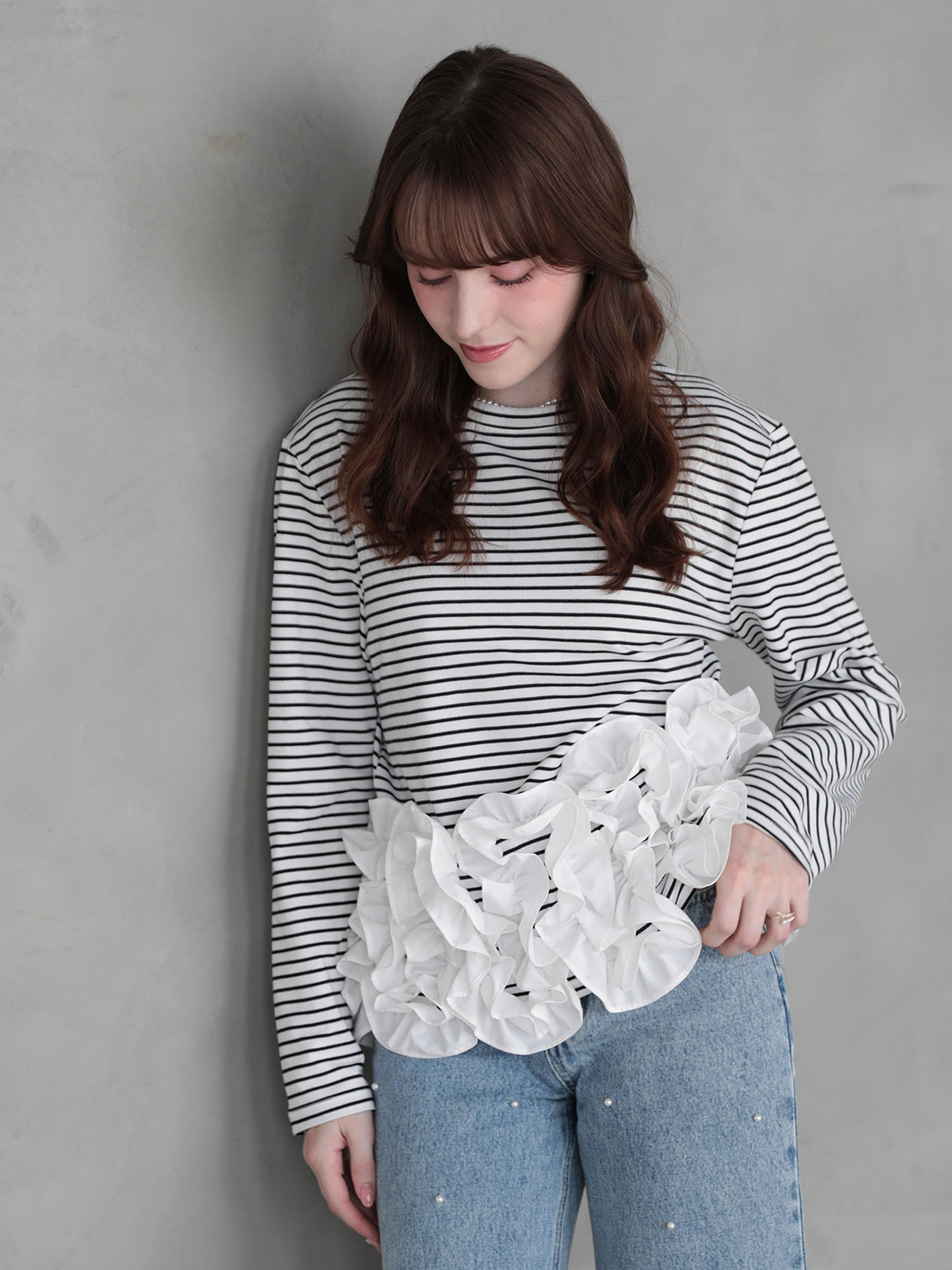 HOIPフリル ボーダーTシャツ(aj050) ●ノベルティ対象商品●