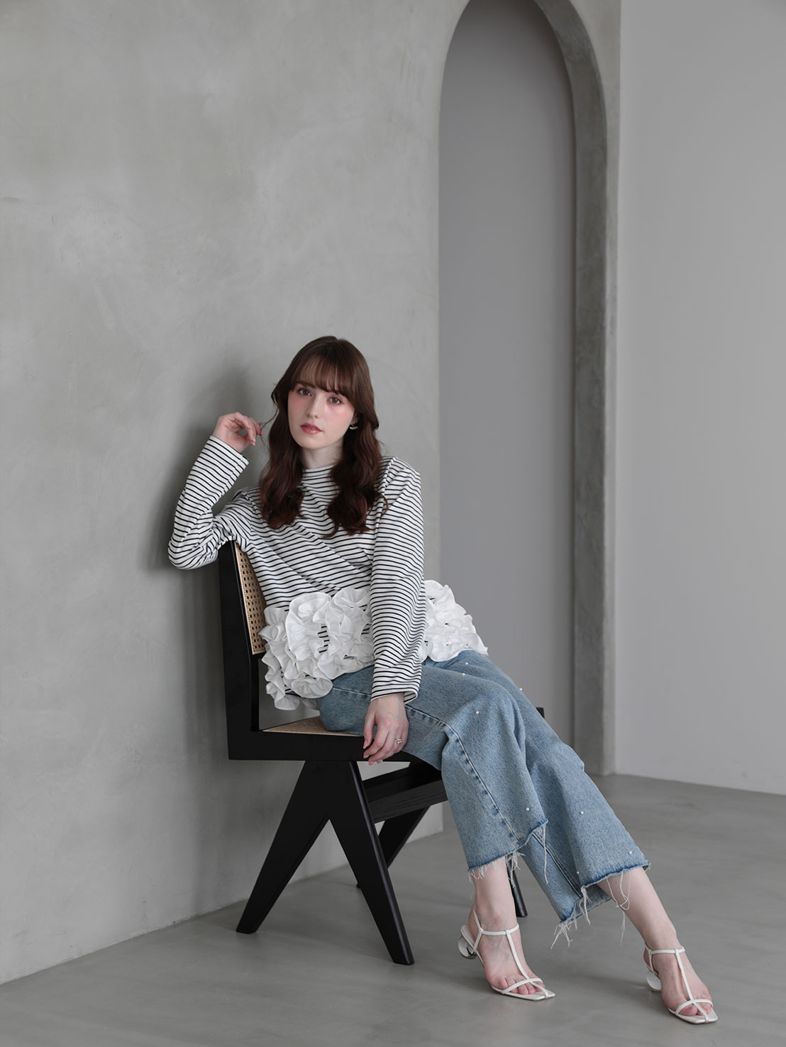 HOIPフリル ボーダーTシャツ(aj050) ●ノベルティ対象商品●