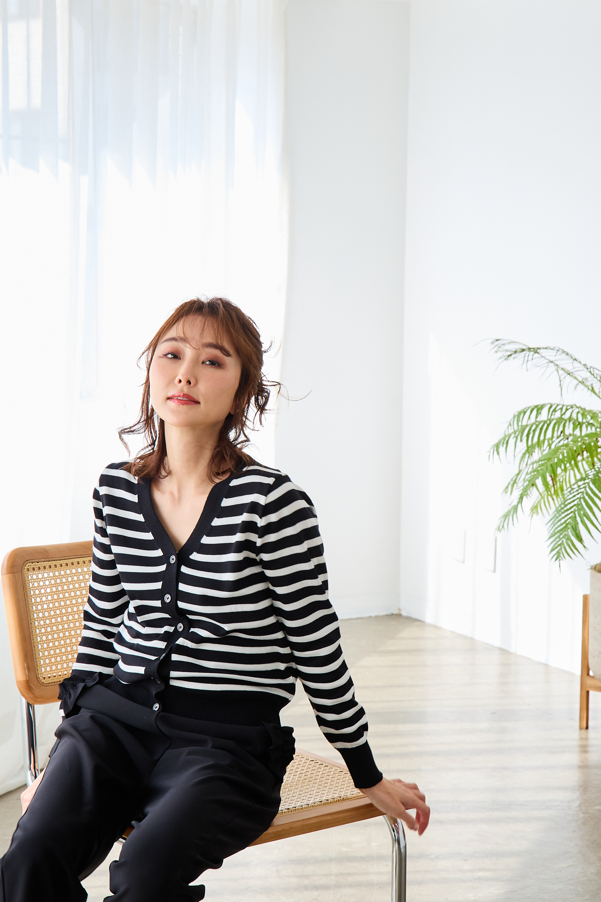 【サラッとボーダーカーディガン(kk2502-1)】