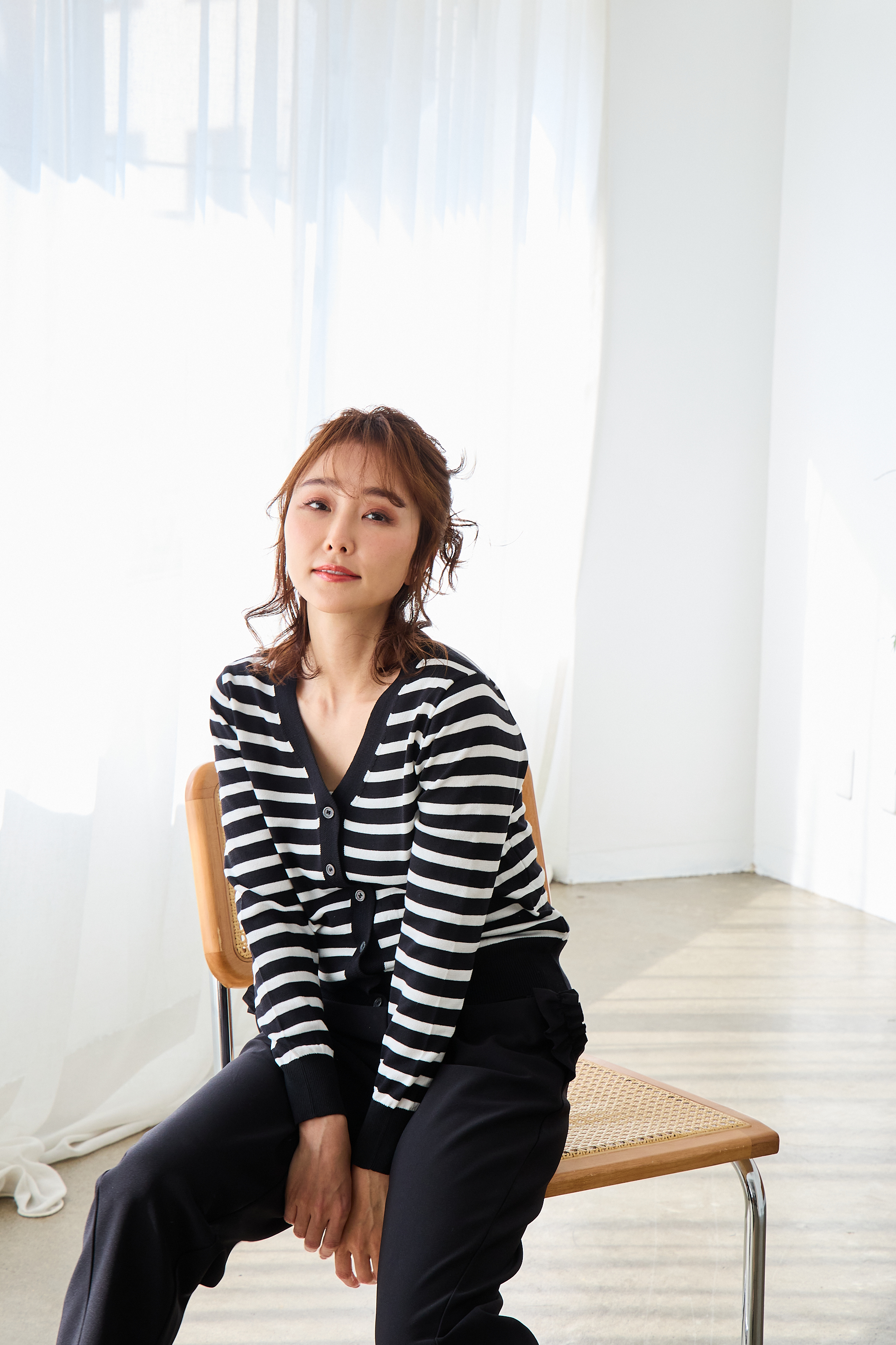 【サラッとボーダーカーディガン(kk2502-1)】