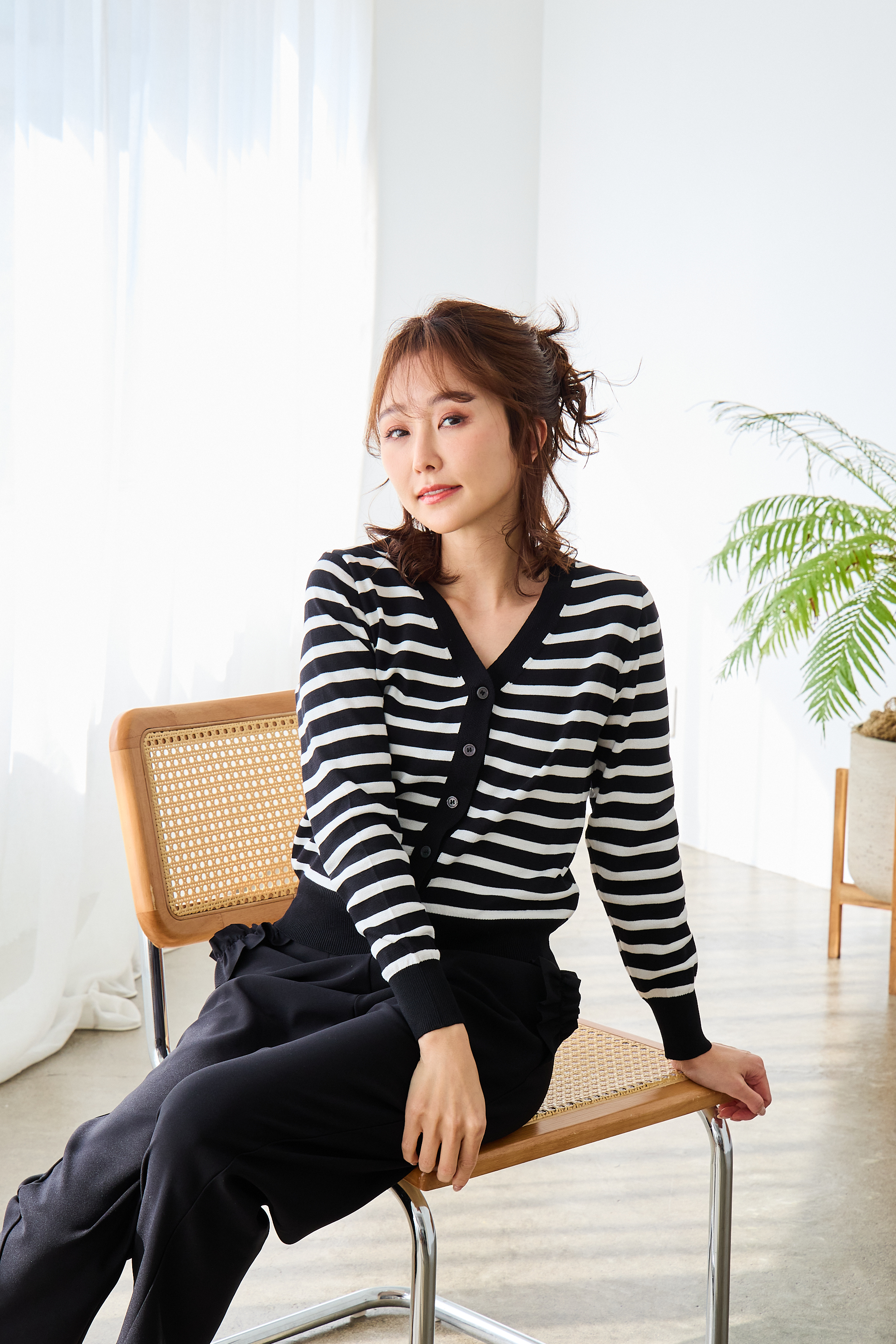 【サラッとボーダーカーディガン(kk2502-1)】