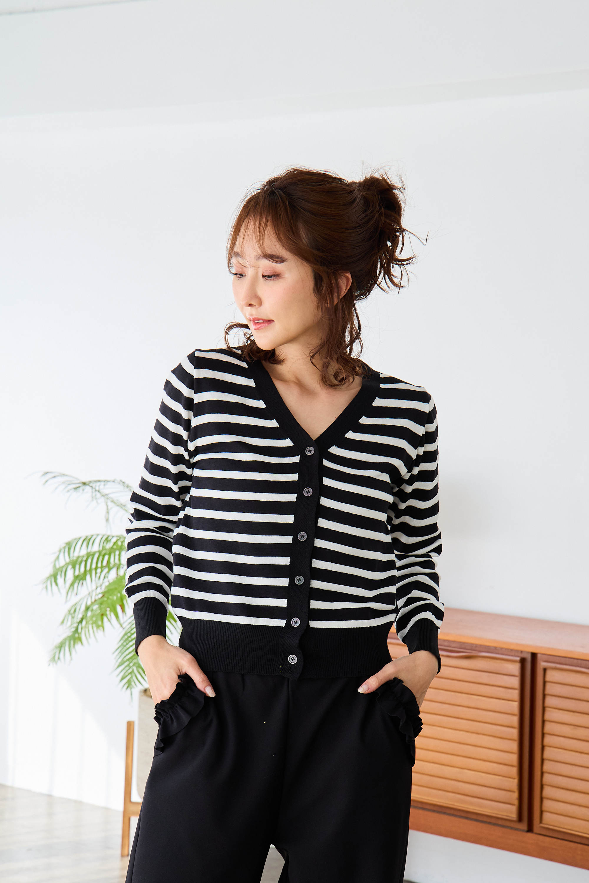 【サラッとボーダーカーディガン(kk2502-1)】