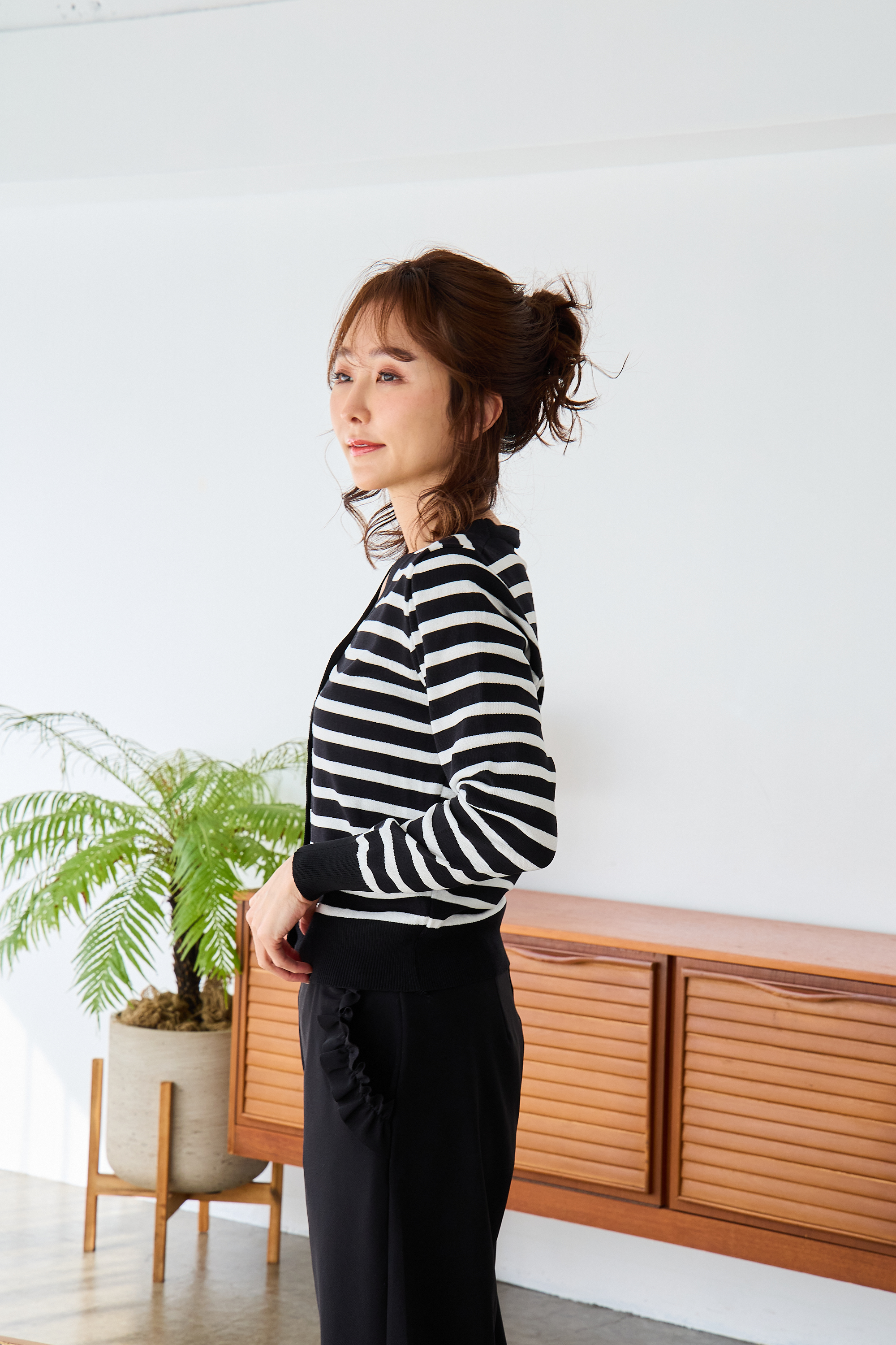 【サラッとボーダーカーディガン(kk2502-1)】