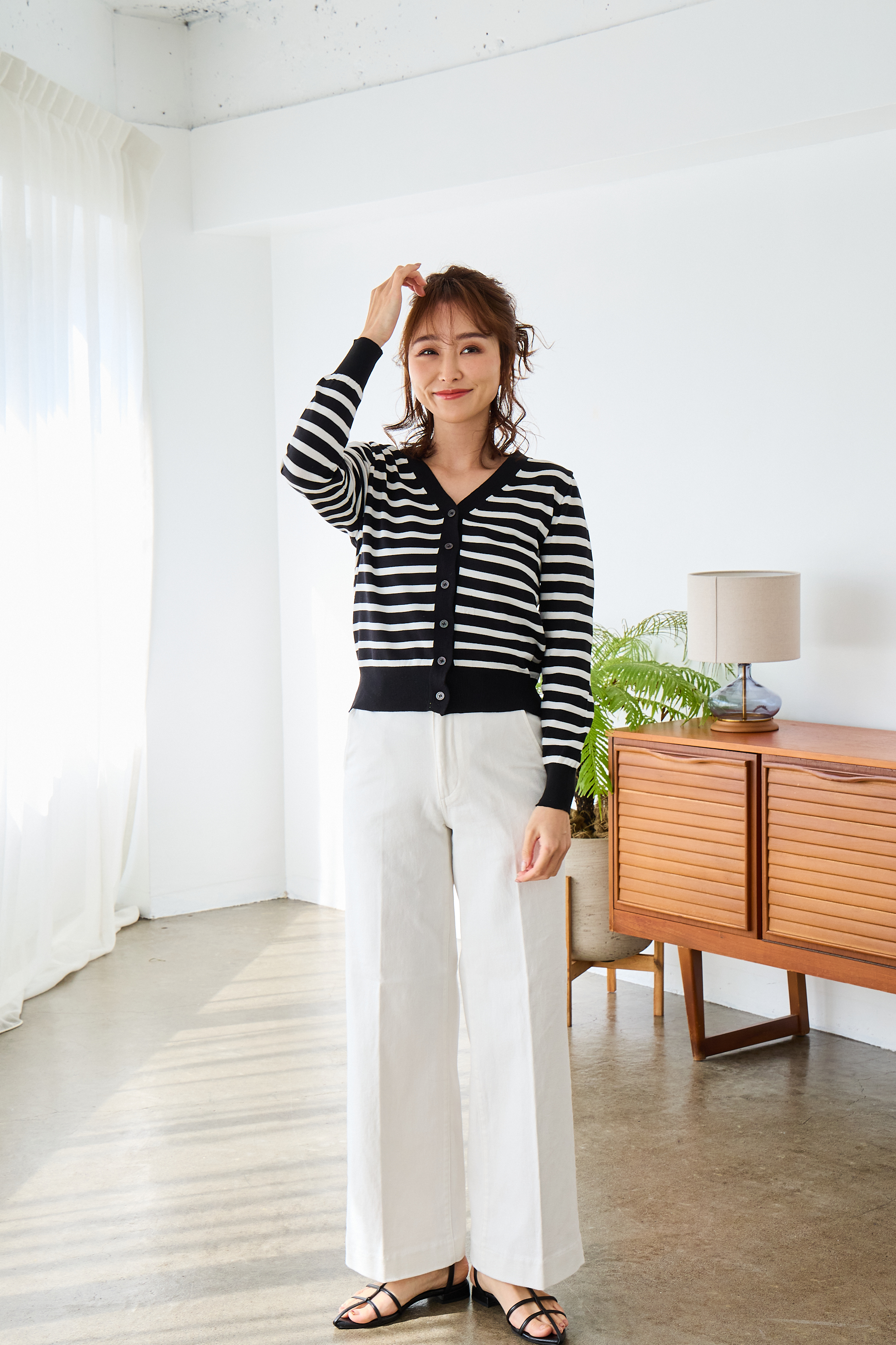 【サラッとボーダーカーディガン(kk2502-1)】