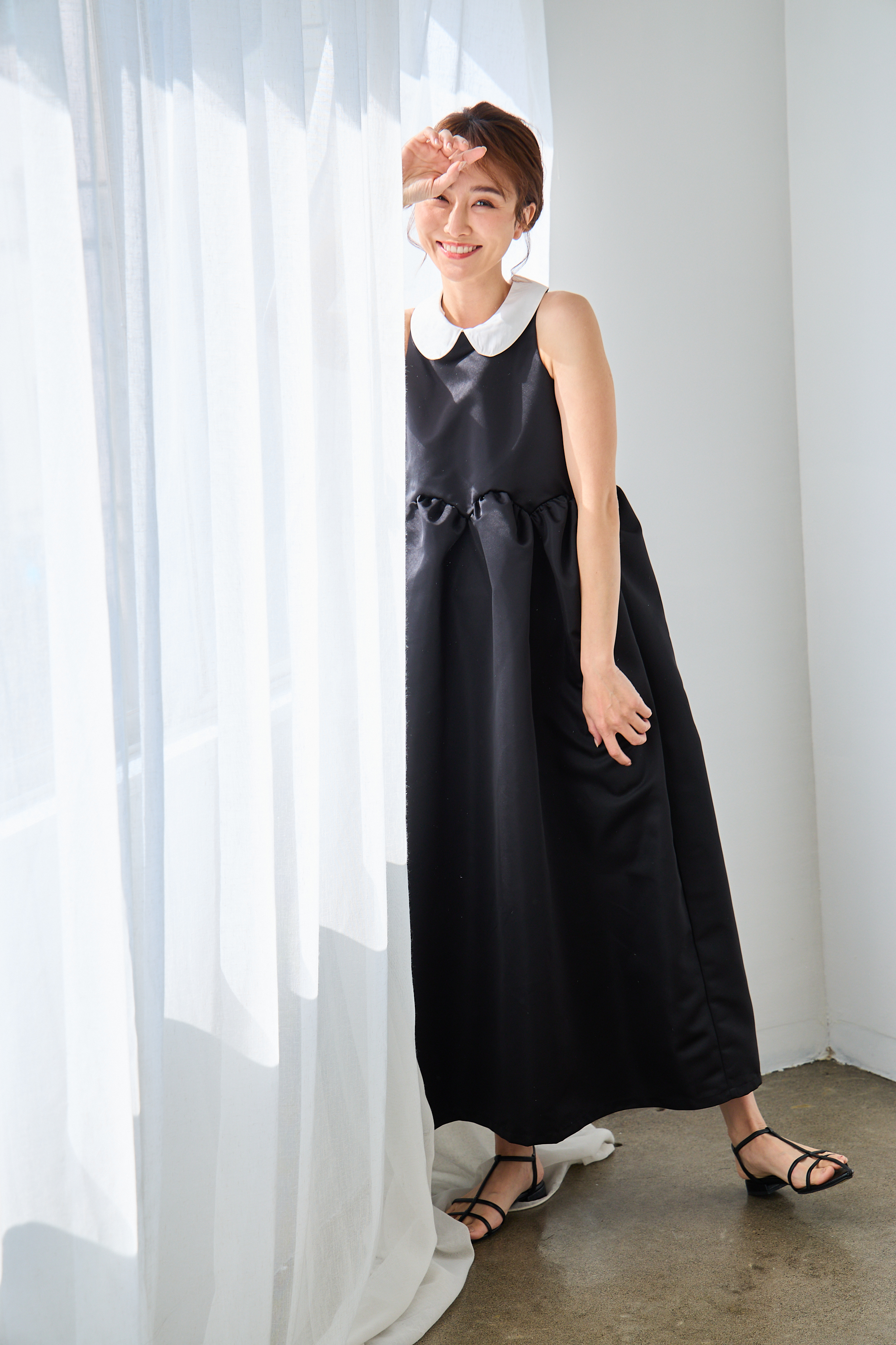 【えりか様みく様コラボ　付け衿　アメスリサテンワンピース(kbm592)】メール便OK