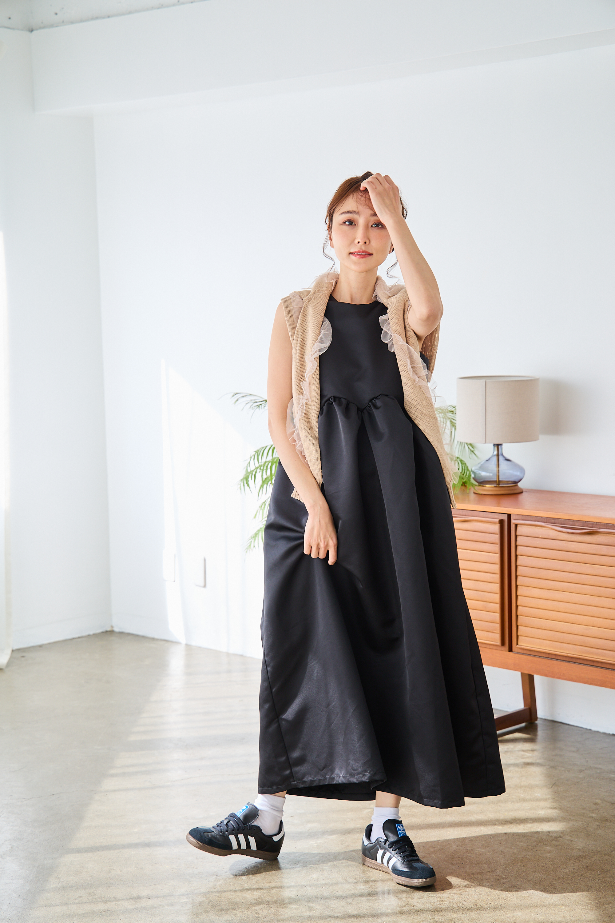 【えりか様みく様コラボ　付け衿　アメスリサテンワンピース(kbm592)】メール便OK