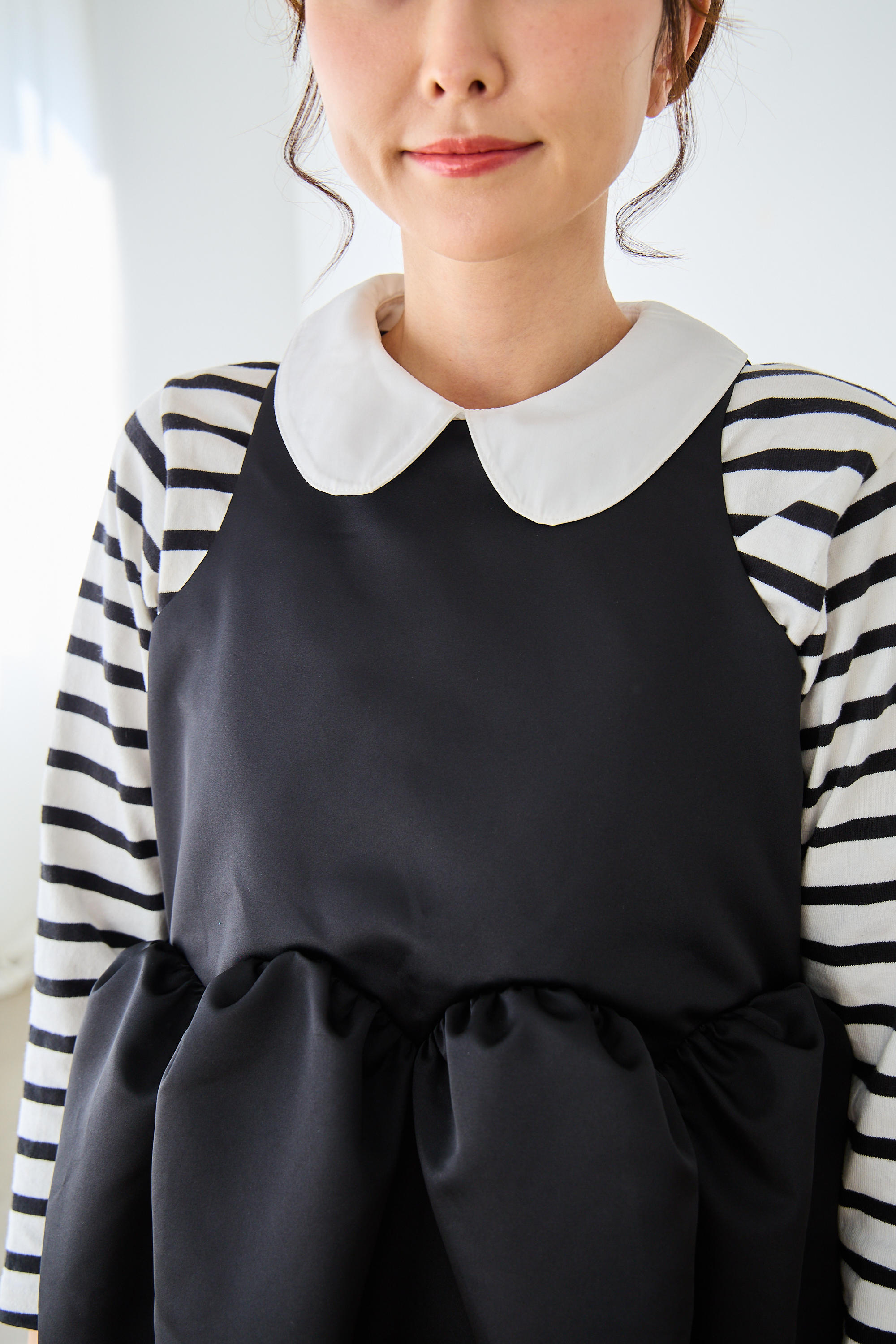 【えりか様みく様コラボ　付け衿　アメスリサテンワンピース(kbm592)】メール便OK