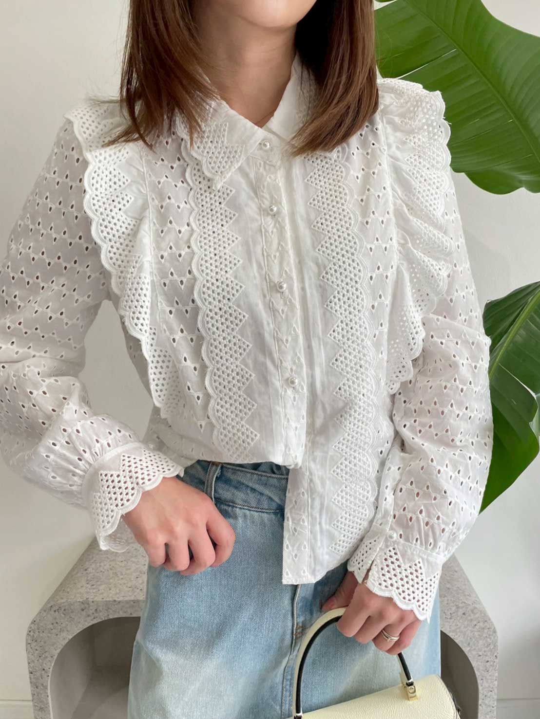 【コットンフリルブラウス（kk2503-a3）】