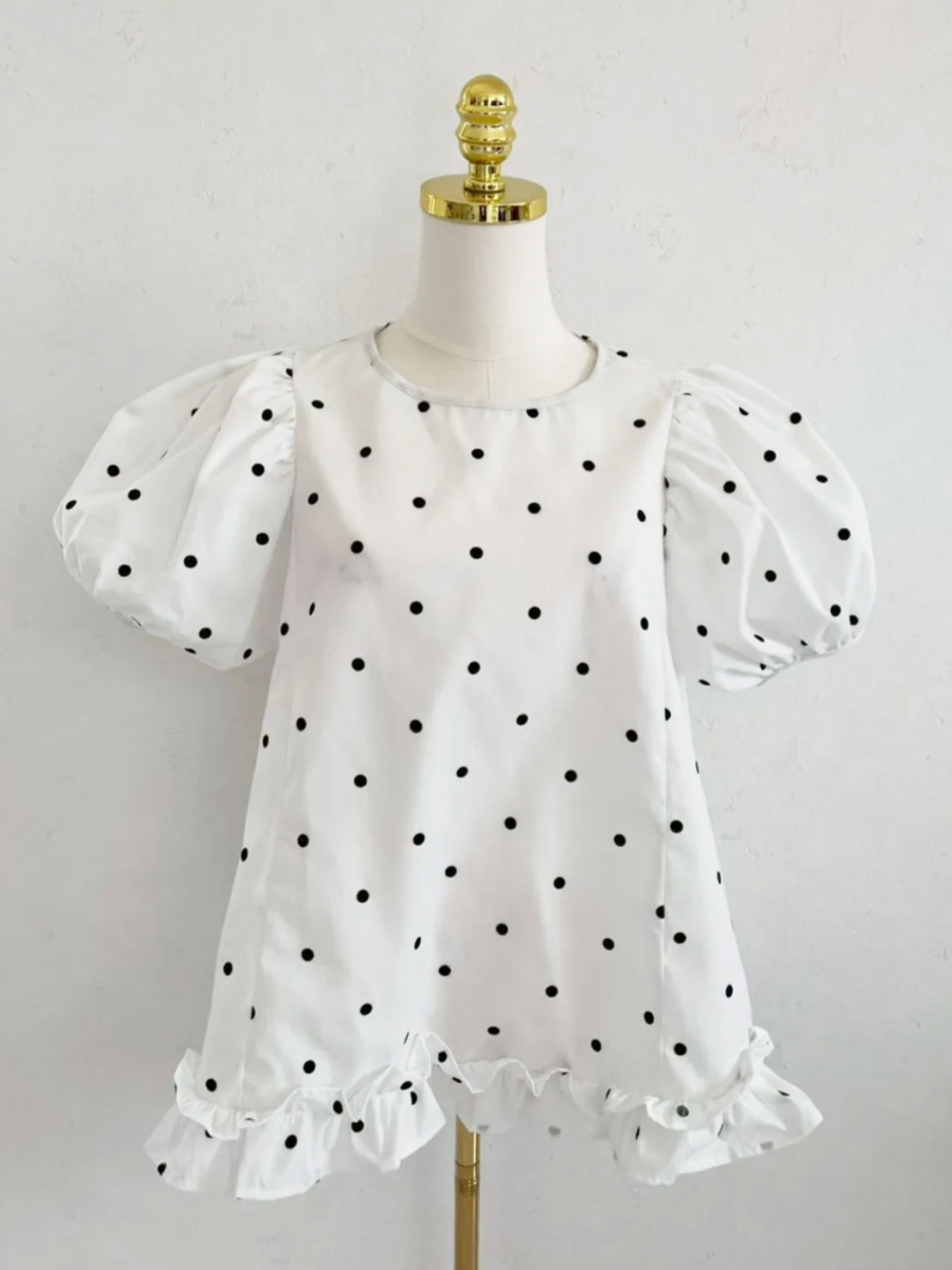 ★3/26New★ドット裾フリルパフブラウス(sd3340) 