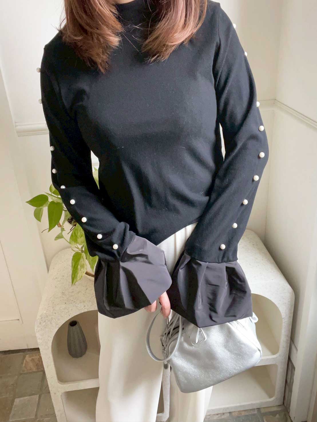 【パールボタン付きスリーブレーヨンTOPS（sd-J61-0082）】