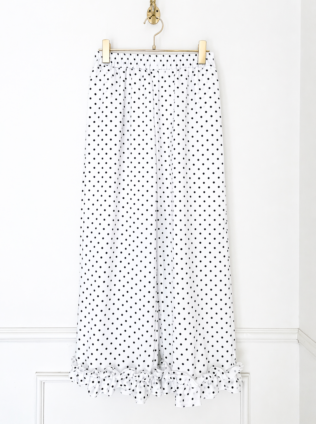 裾フリル ドットワイドパンツ(sd9440)