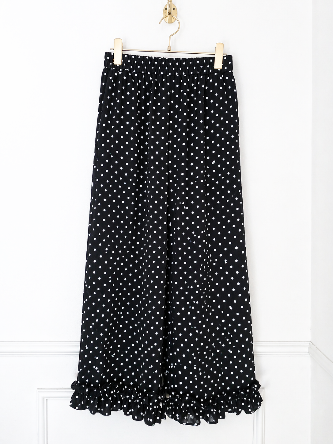 裾フリル ドットワイドパンツ(sd9440)