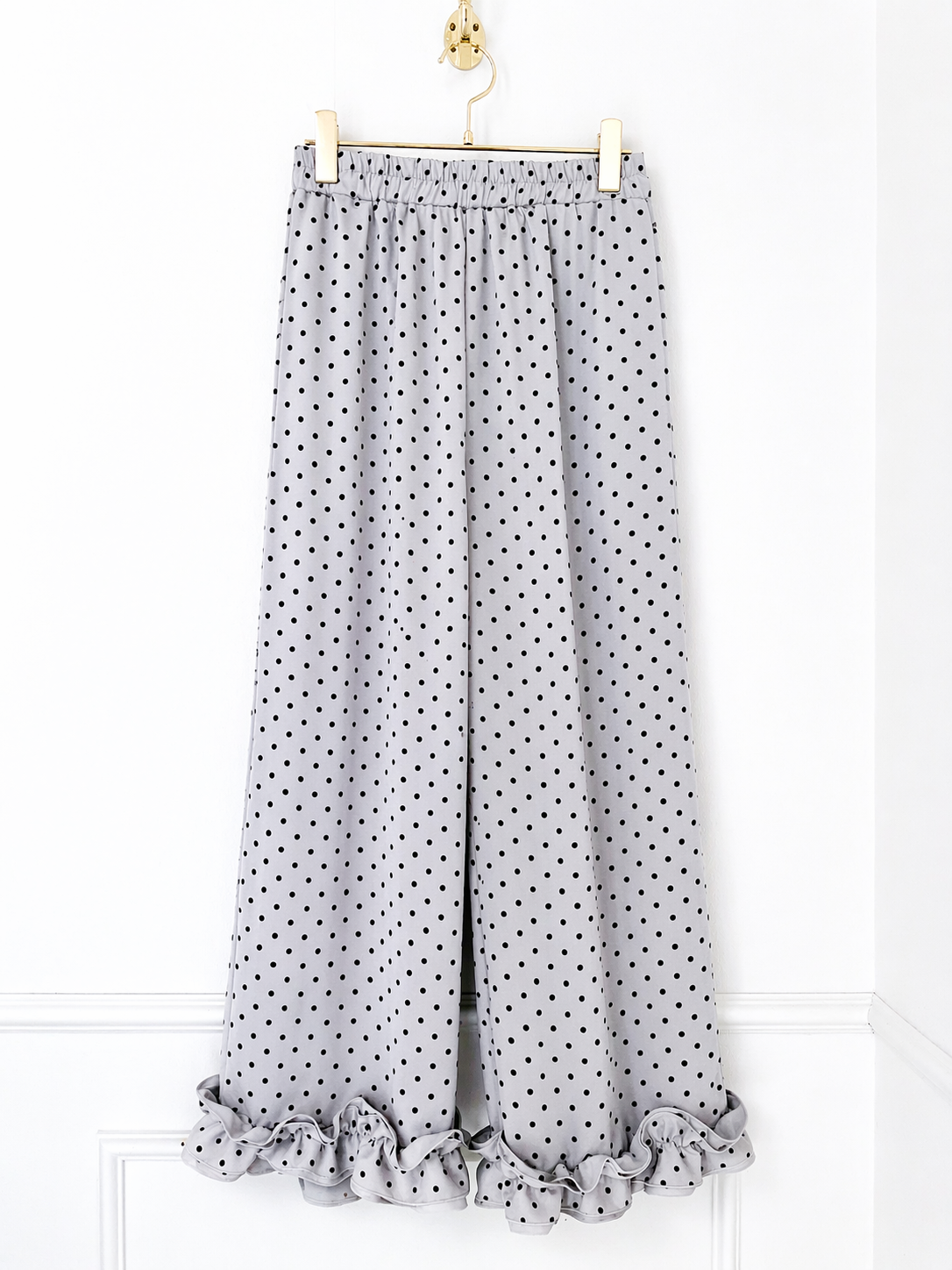 裾フリル ドットワイドパンツ(sd9440)